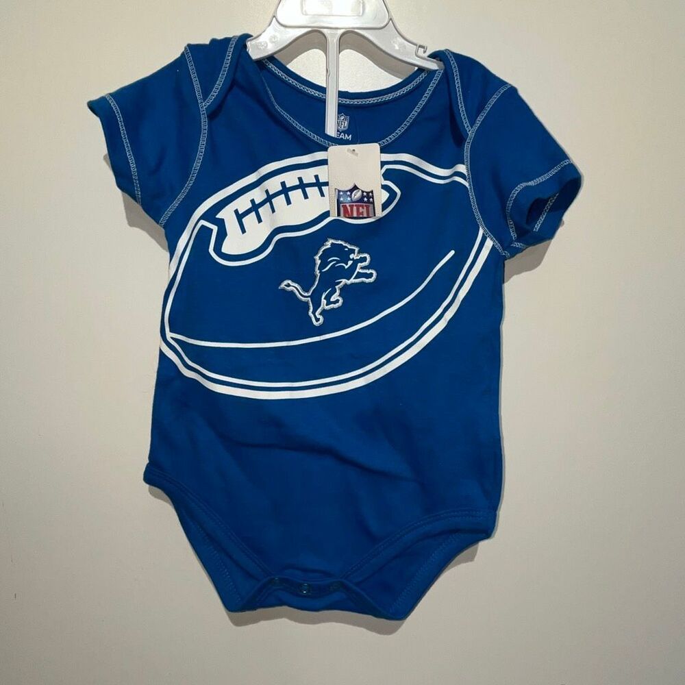 NFL Baby Blue Detroit Lions Team Logo Short Sleeve Bodysuit Size 18‎ months NWT